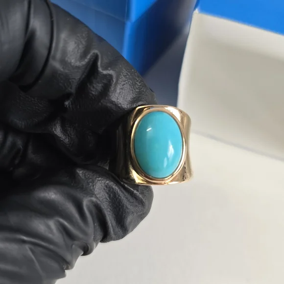 Rare Sterling Silver 925 TURQUOISE EGG RING - Picture 4 of 8